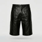 Men’s Designer Black Leather Shorts