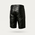 Men’s Designer Black Leather Shorts