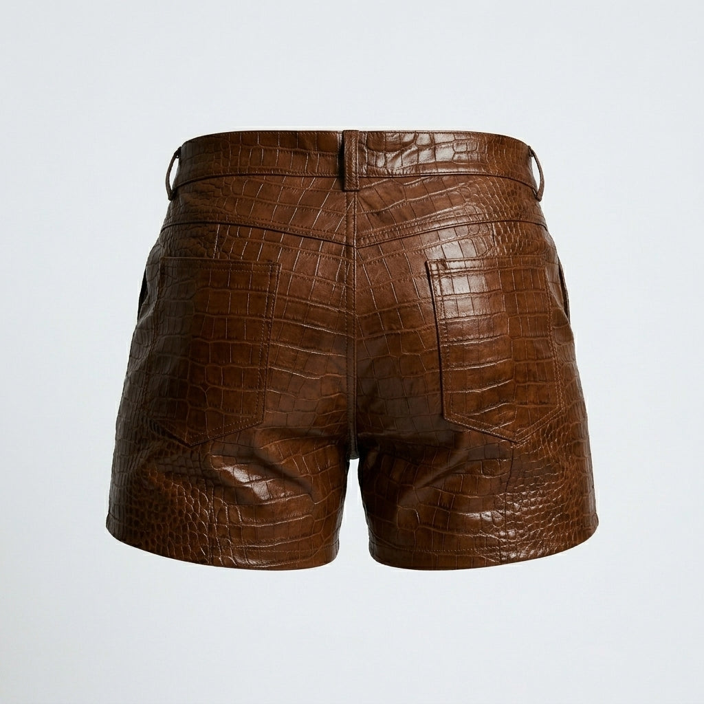 Men’s Brown Sheepskin Leather Shorts