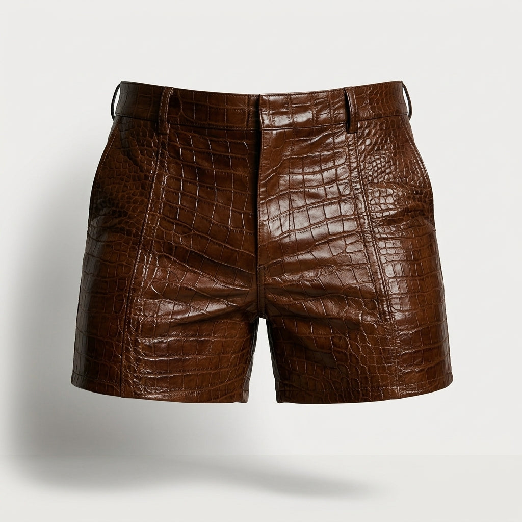 Men’s Brown Sheepskin Leather Shorts