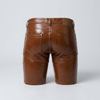 Men’s Brown Croc Texture Leather Shorts