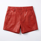 Men’s Red Leather Slim Fit Shorts