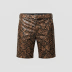 Men’s Snake Print Faux Leather Shorts
