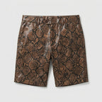 Men’s Snake Print Faux Leather Shorts