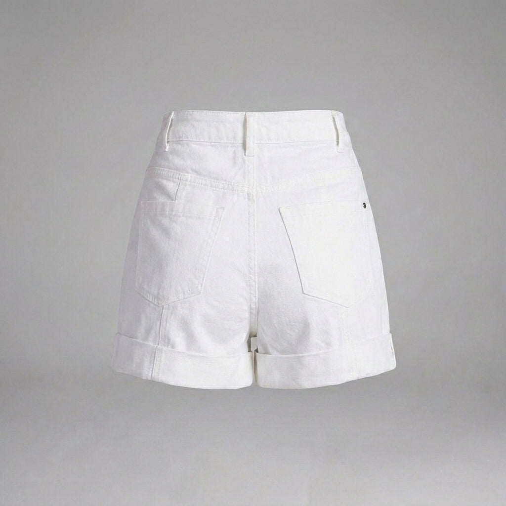 Premium White Lambskin Leather Shorts for Women