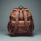 Rugged Distressed Full-Grain Leather Backpack with Buckle Closures & Exterior Pockets