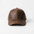 Tradesman Leather Co. Brown Leather Baseball Cap with Debossed Anchor Logo