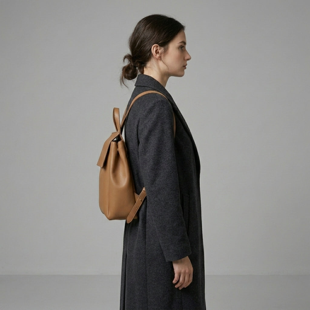 Classic Brown Leather Backpack for Women