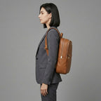 Brown Classic Genuine Leather Backpack for Women
