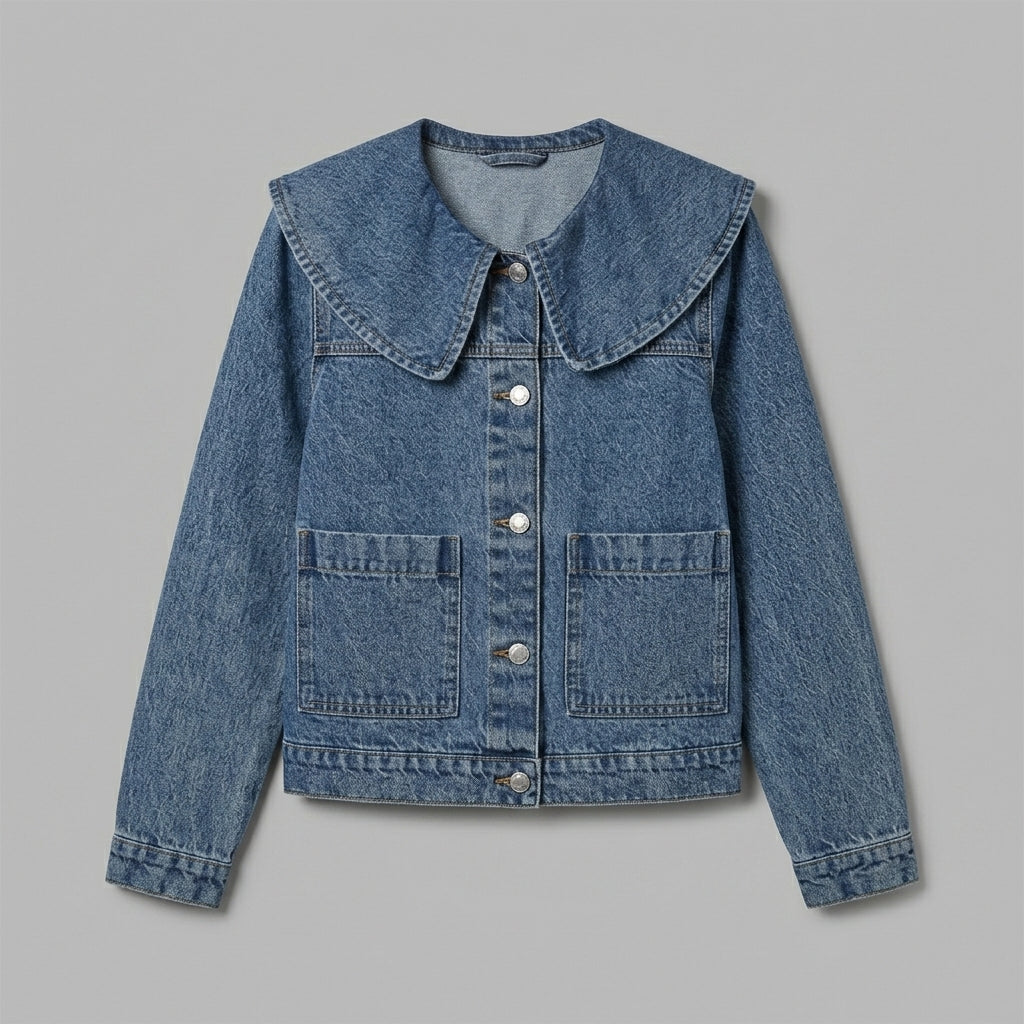 SkyBlue Peter Pan Collar Denim Jacket