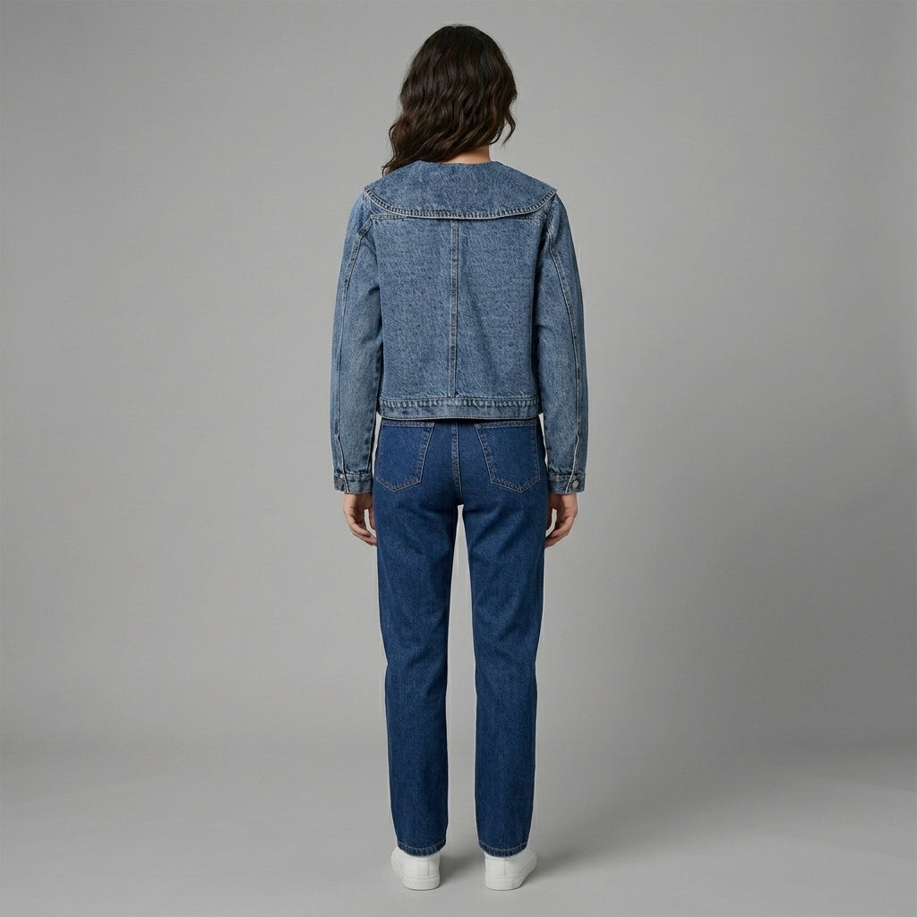 SkyBlue Peter Pan Collar Denim Jacket
