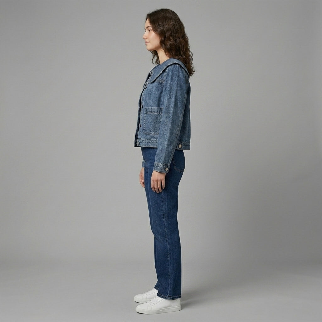 SkyBlue Peter Pan Collar Denim Jacket