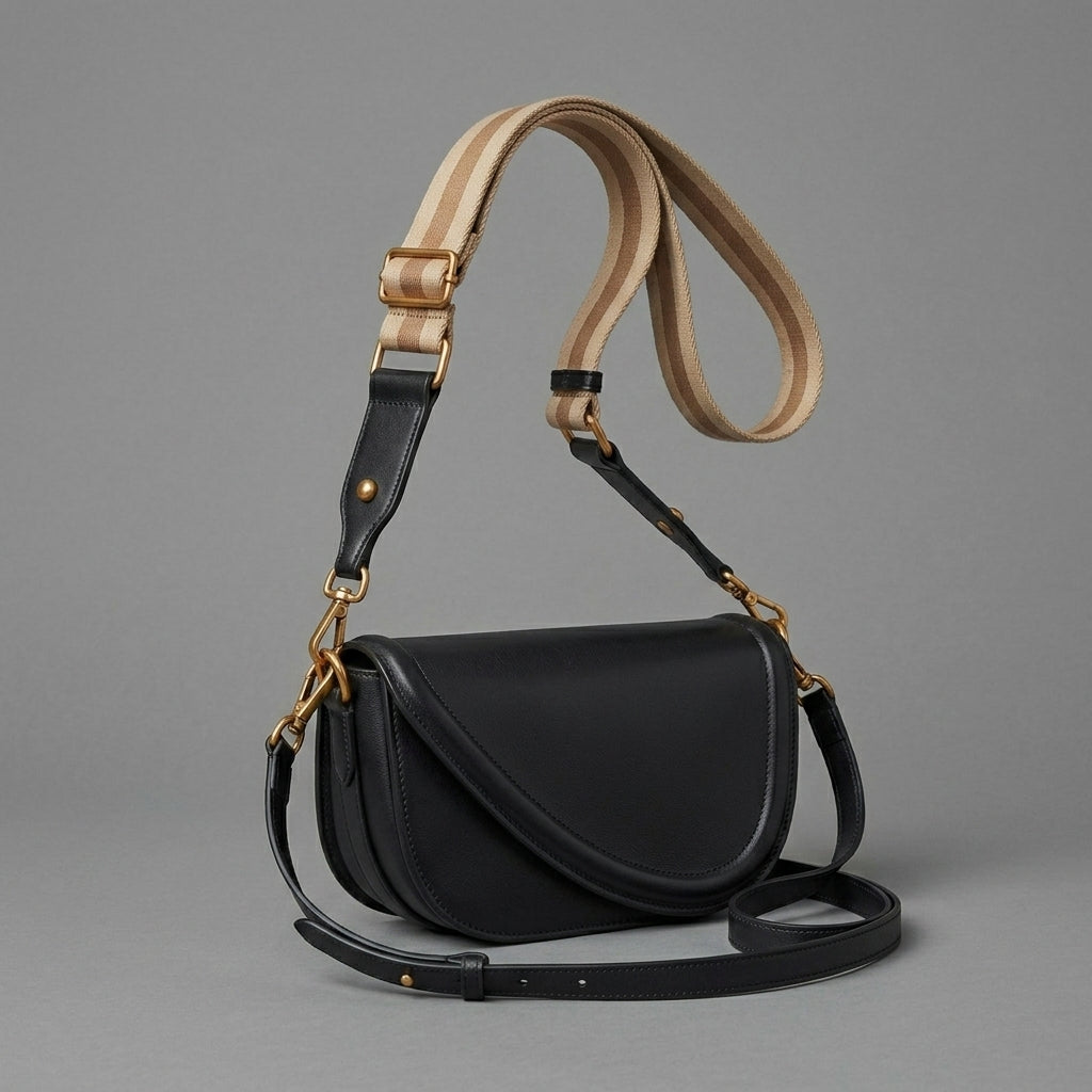 Structured Flap Crossbody Bag with Dual Adjustable & Detachable Straps