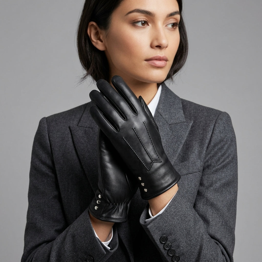 Studded Cuff Leather Gloves