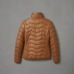 Tan Women’s Ribbed Leather Moto Jacket