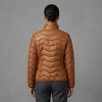 Tan Women’s Ribbed Leather Moto Jacket