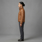 Tan Women’s Ribbed Leather Moto Jacket