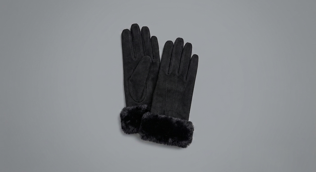 Trim Faux Leather & Faux Fur Winter Gloves