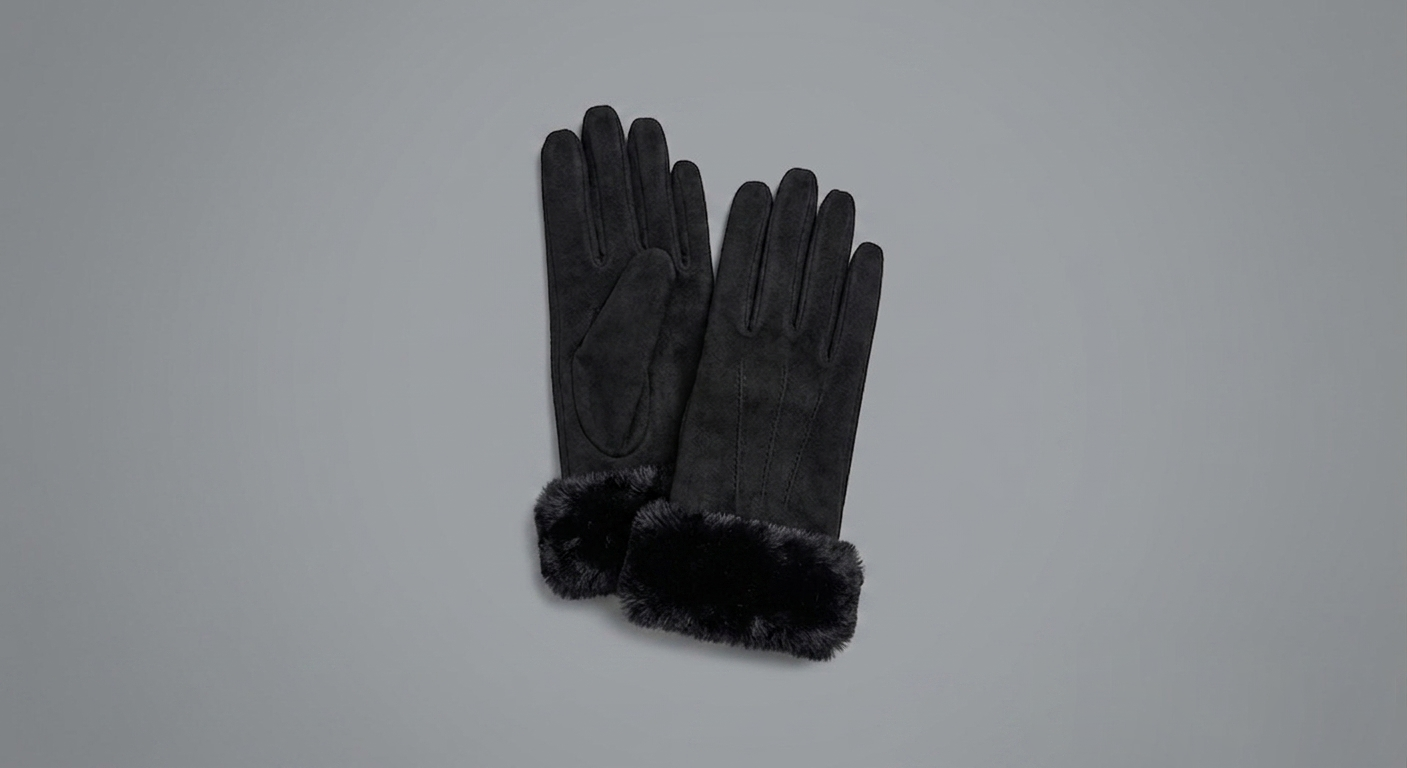 Trim Faux Leather & Faux Fur Winter Gloves