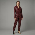 Two-Tone Boots Styled Leather Jumpsuit for Women