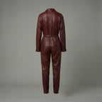 Two-Tone Boots Styled Leather Jumpsuit for Women