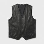 Men’s California Style Leather Biker Vest – Classic Club Vest