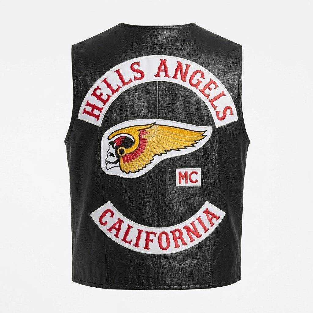 Men’s California Style Leather Biker Vest – Classic Club Vest