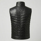 Men’s Black Quilted Leather Puffer Vest