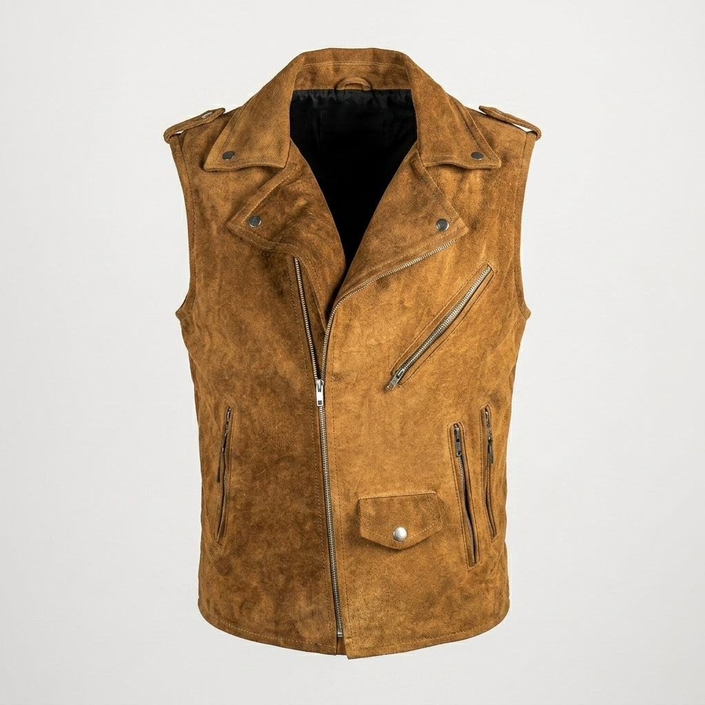 Men’s Brown Suede Western Cowboy Vest
