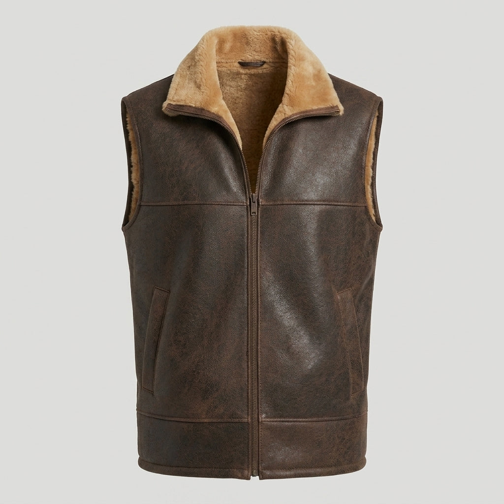 Men’s Shearling Fur Flight Pilot Vest