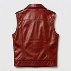 Men’s Red Genuine Leather Biker Vest