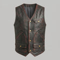 Men’s Vintage Black & Red Leather Vest