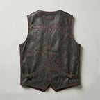 Men’s Vintage Black & Red Leather Vest