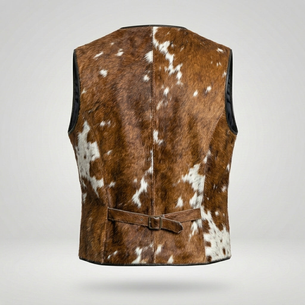 Men’s Vintage 80s Cowhide Hair-On Leather Western Vest