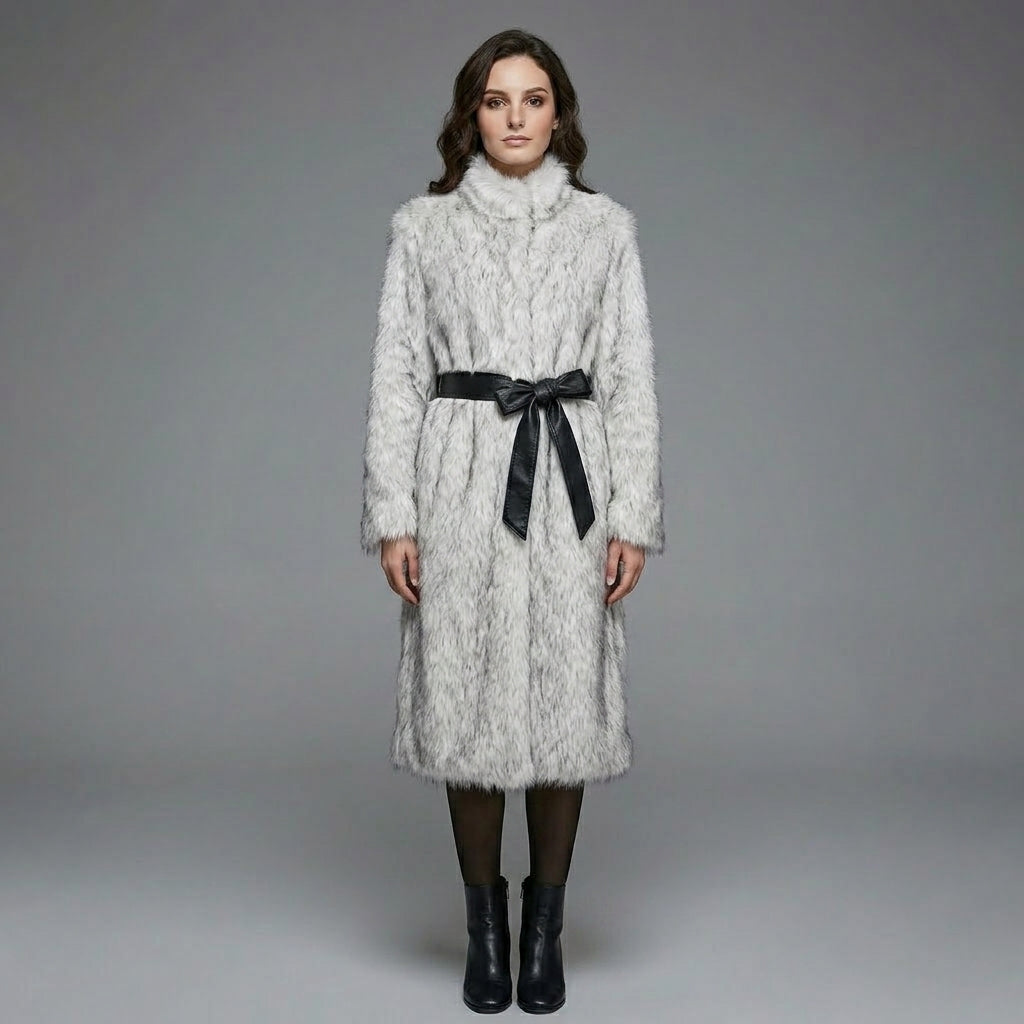 White Faux Fur Coat for Women