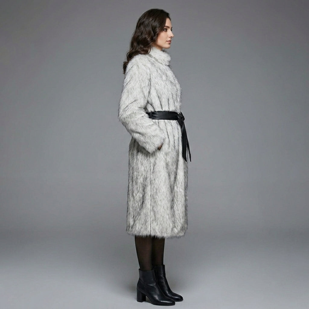 White Faux Fur Coat for Women