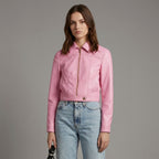 Women’s Baby Pink Barbie Summer Faux Leather Jacket