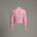 Women’s Baby Pink Barbie Summer Faux Leather Jacket