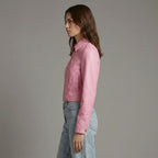 Women’s Baby Pink Barbie Summer Faux Leather Jacket