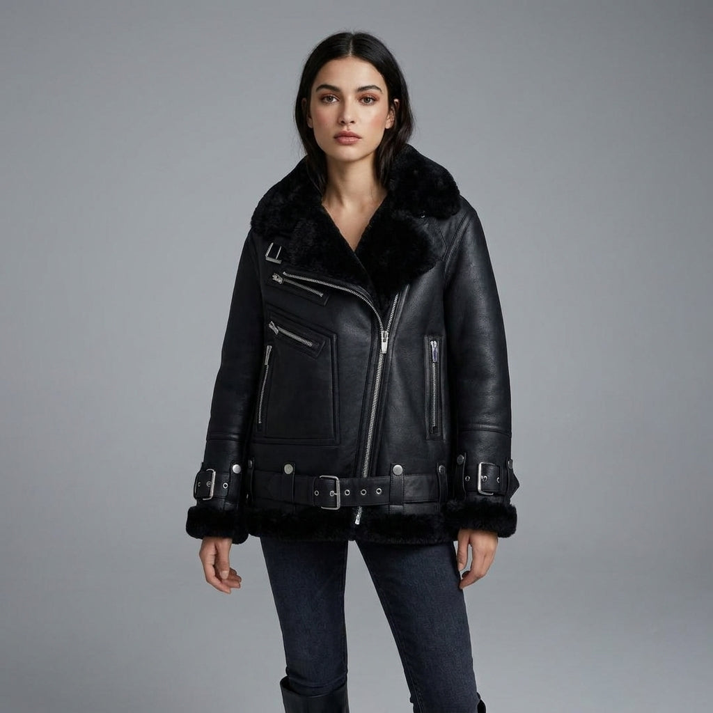 Women’s Black B-3 Shearling Aviator Jacket