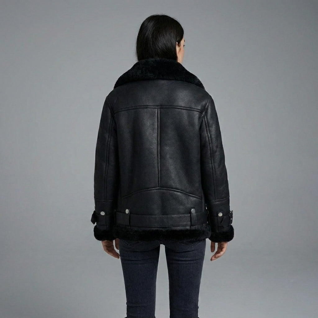 Women’s Black B-3 Shearling Aviator Jacket