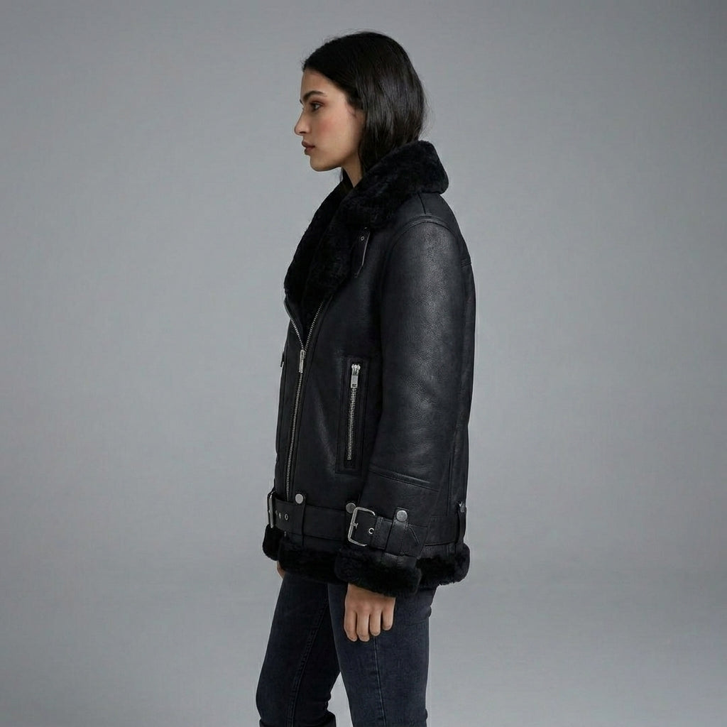 Women’s Black B-3 Shearling Aviator Jacket