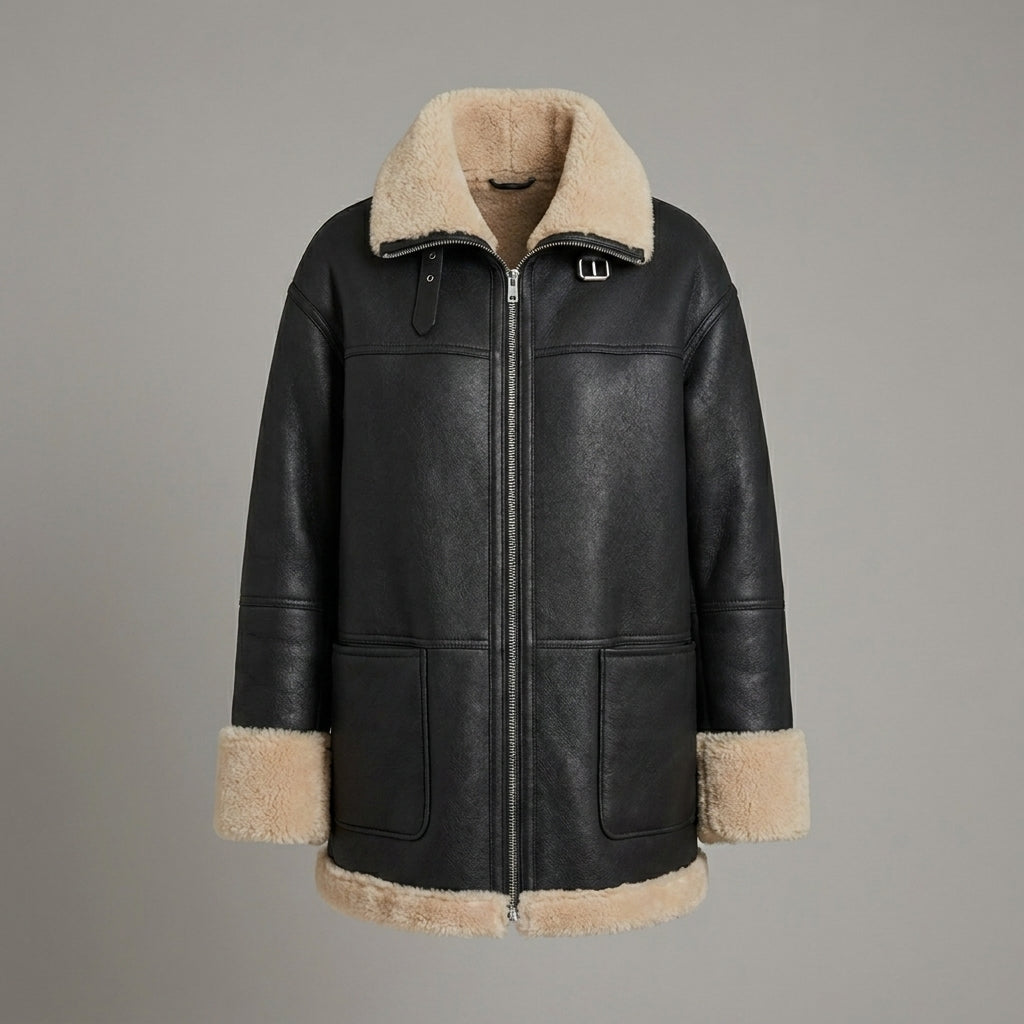 Women’s Black B3 Aviator Sheepskin RAF Shearling Jacket