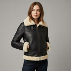 Women’s Black B3 Shearling Aviator Leather Jacket