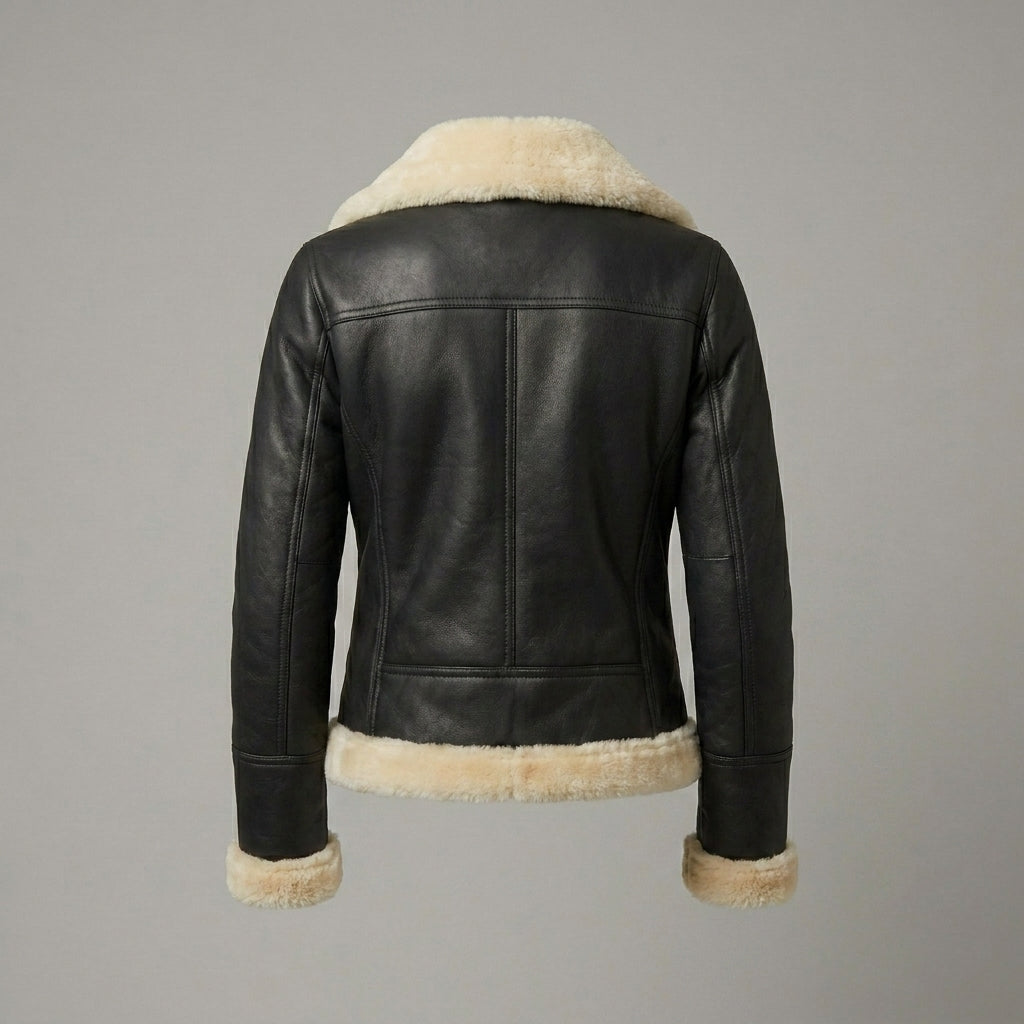 Women’s Black B3 Shearling Aviator Leather Jacket