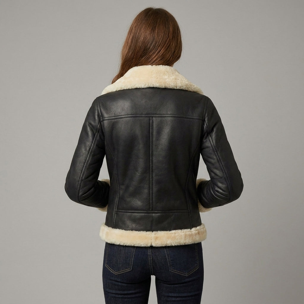 Women’s Black B3 Shearling Aviator Leather Jacket