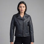 Women’s Black Cowhide Moto Leather Jacket