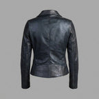 Women’s Black Cowhide Moto Leather Jacket