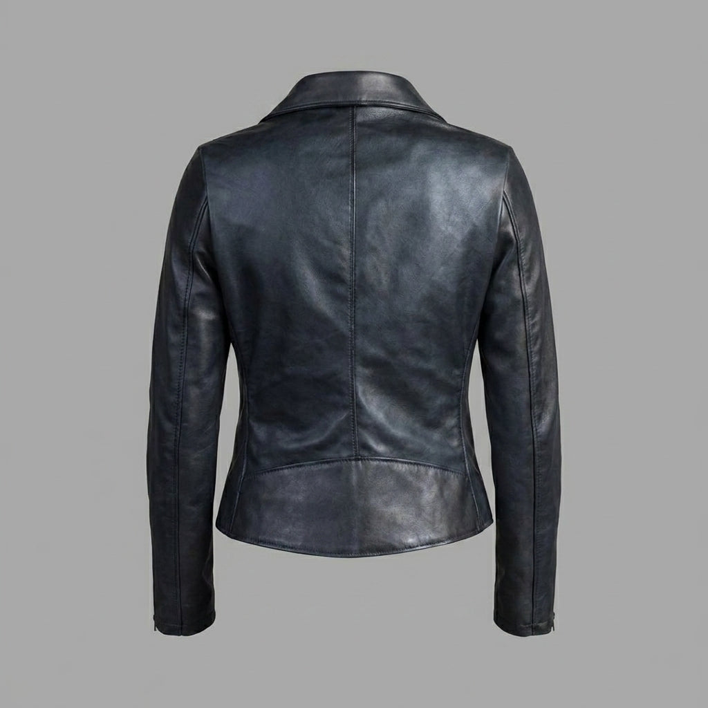 Women’s Black Cowhide Moto Leather Jacket