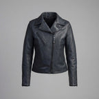Women’s Black Cowhide Moto Leather Jacket